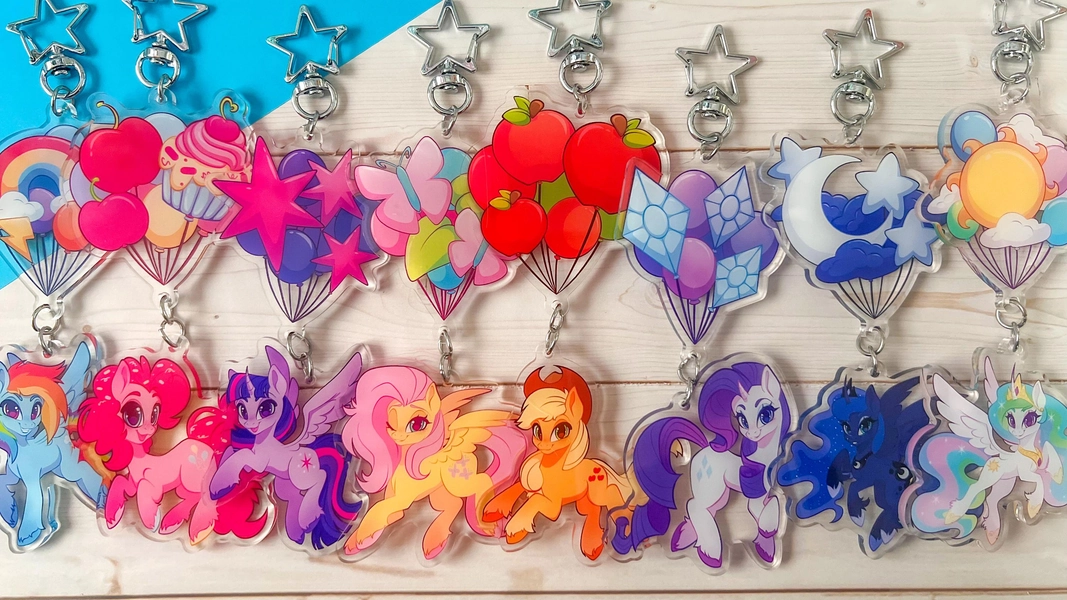 My Little Pony Balloon Dangle Keychains | MLP 2-Piece Acrylic Charms
