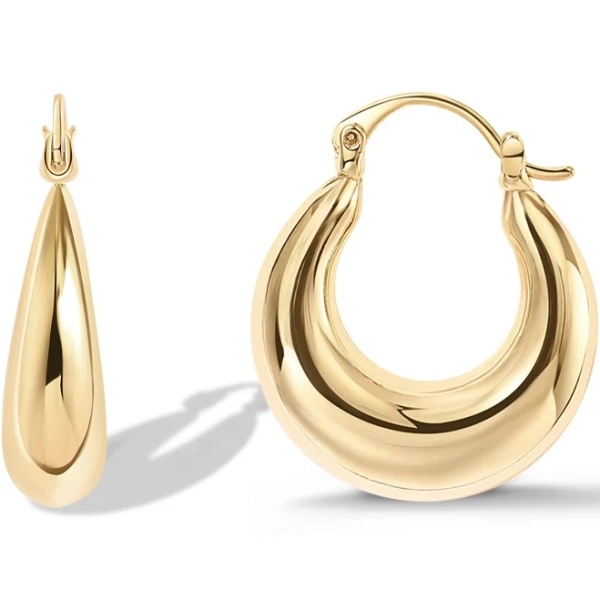 PAVOI Women's Chunky Thick Lightweight Hoop Earrings