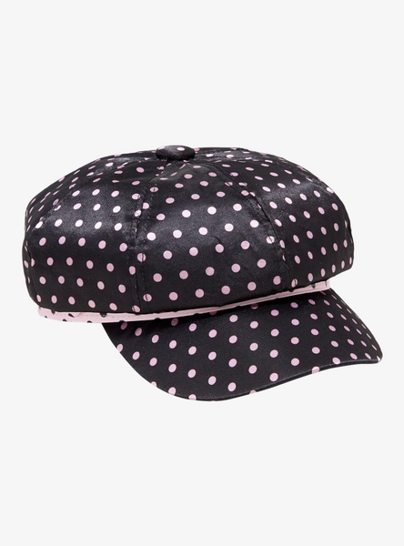 Pink & Black Polka Dot Cabbie Hat