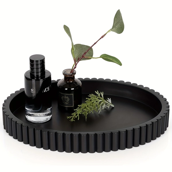 Decorative Tray, Wood Round 11" Serving Tray, Multipurpose Tabletop Organizer for Jewelry, Diamond Painting Storage, Home Decor for Coffee Table, Living Room, Side Table, Accent Table, Console Table, Christmas Decorations Gifts