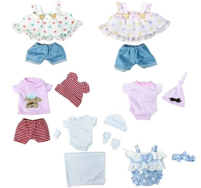 6 Styles Fashion Baby Doll Clothes Fit For 10-12 Inch Bebe Reborn Dolls Handmade Bebe Outfits