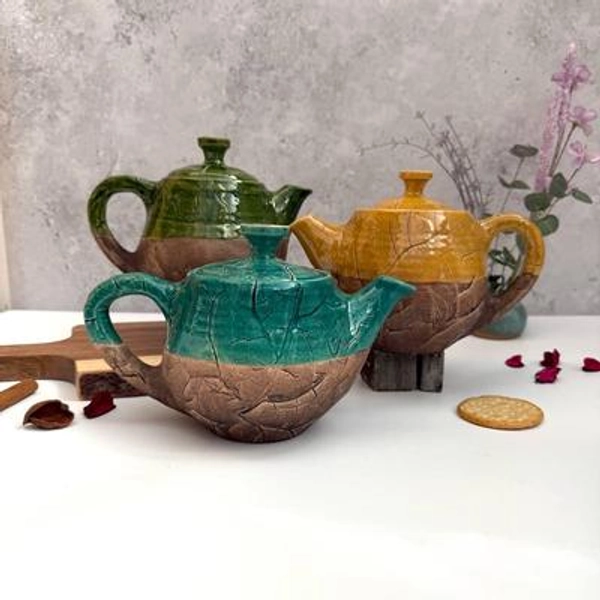 Handmade Ceramic Teapot Tea Pot with Floral Print Handmade Pottery 1L