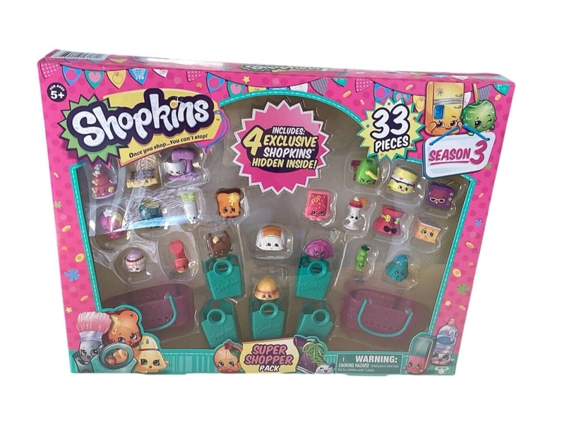 Shopkins Season 3 Super Shopper Pack 33 Pieces W/ 4 Exclusive Hidden Inside New