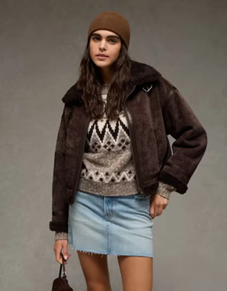 AE Cropped Corduroy Bomber Jacket