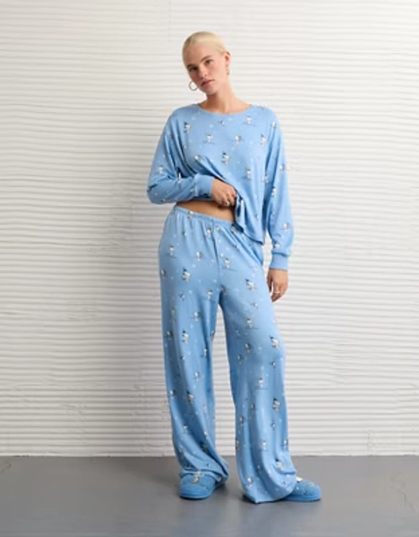 AE Luxe Plush Snoopy Long-Sleeve &amp; Pant PJ Set