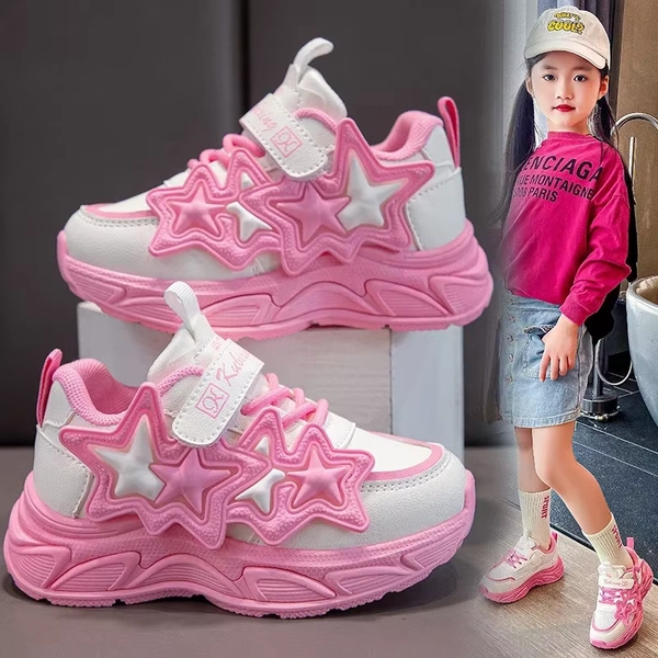 Children Casual Shoes for Girls Fashion Classic with Stars Girls Sports Running Sneakers Breathable PU + Rubber Anti-skid Soft - AliExpress 