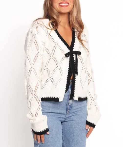 Petal & Pup Women's Lainy Bow Tie Font Cardigan