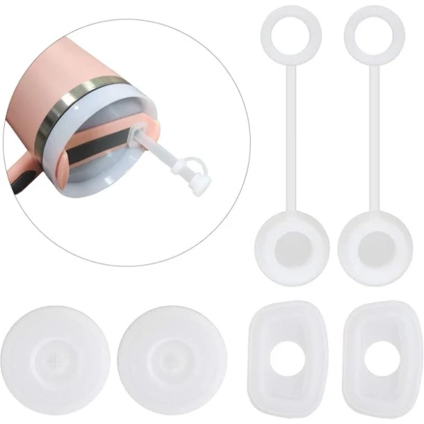 Spill-Proof Silicone Accessory Set for Stanley Cups - Includes Straw Covers & Leak Stoppers - Anti-Dust Tumbler Accessories