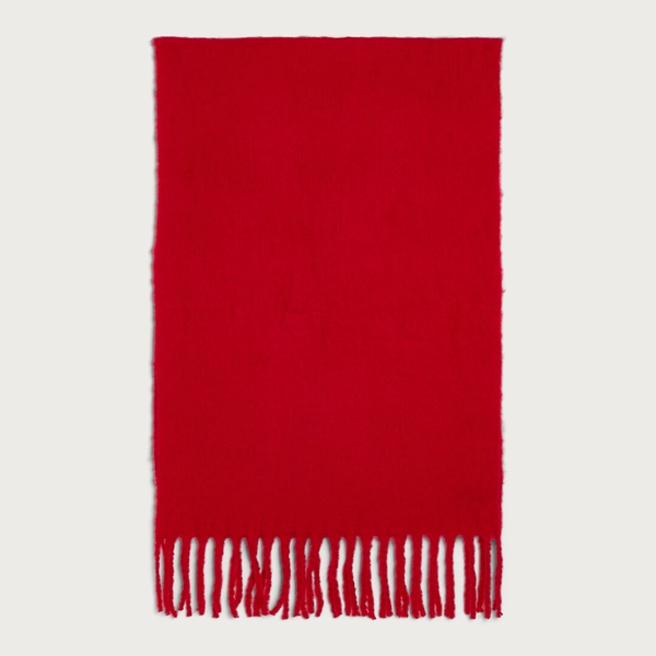 F&F Knitted Fringed Scarf in Red