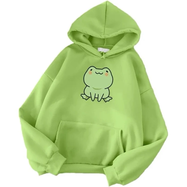 Frog Sweatshirt Cartoon Clothes Harajuku Long Sleeve Hooded Kawaii Hoodie for Girls Winter Fleece