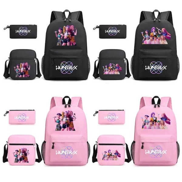 3PCS Set K-POP Demon Hunter Backpack Rumi Mira Zoey Print Backpack Movie Anime Students School Bags