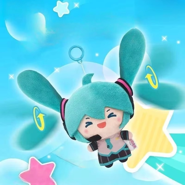 New HATSUNE MIKU Kawaii Horsetail Throwing Plush Doll Fufu Dual Horsetail Peripheral Pendant Fufu Doll Birthday Gifts Toys
