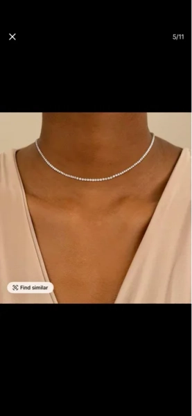 Tewiky Tennis Silver Necklace for Women, 14K Gold Plated/Sterling Silver Cubic Zirconia Chain, Dainty Choker Necklaces for Women Jewelry For Mother's Day gifts