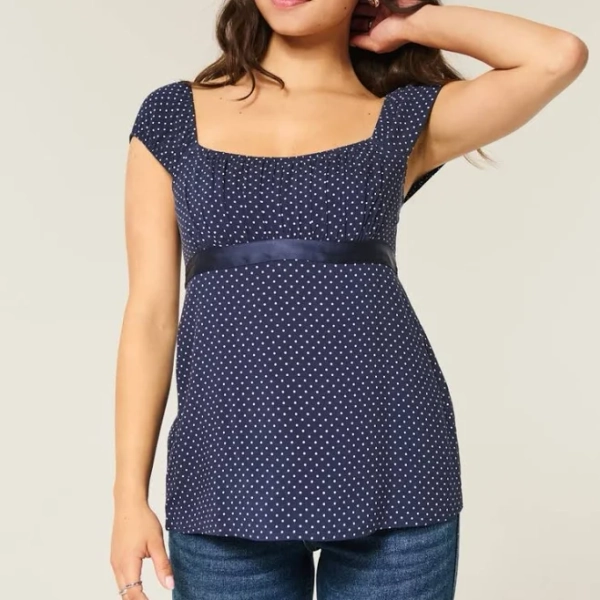 Women's Easy Satin Tie Babydoll Top