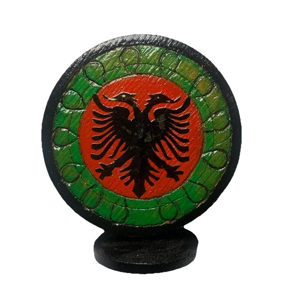 Vintage Albanian Souvenir Wooden Bottle Shape Figurine Hand Painted Albania