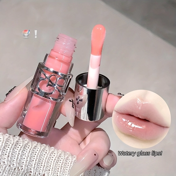 Durable Lip Gloss - Lip Balm That Is Non-Sticky, Featuring Subtle Glitter, Shiny Look, All-Day Moisture for Cracked, Dry Lips in Light Beige - Makeup Must-Haves, Lip Hydrator, Stylish Metallic Lid, Shiny Surface, Delicate Glitter End