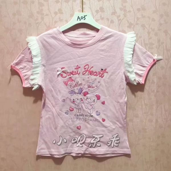 Summer Cotton Short Sleeved T-shirt Japanese Cartoon Mp Printed Cute Core Sweet Girl Graphic Tshirt Daughter's Clothing Y2k Top - AliExpress 200000345