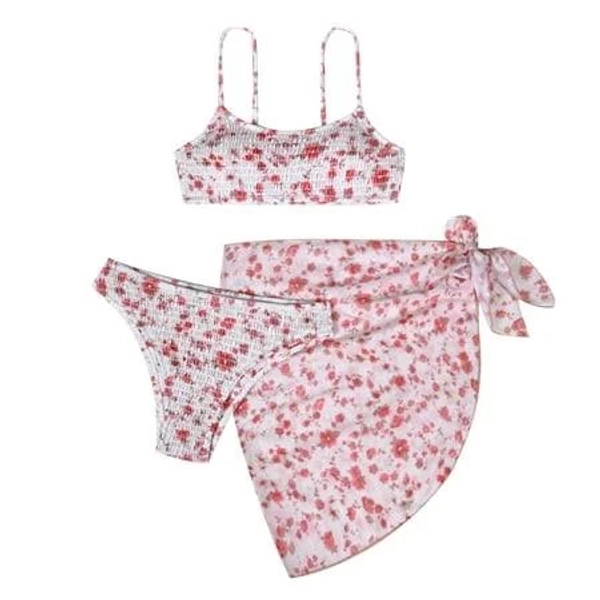 Enjoytime Women's 3 Piece Adjustable Strap Bikini Set with Skirt