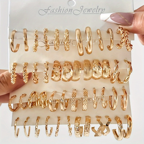 A Set of 48pcs Small Earrings Iron Jewelry Elegant Retro Style Suitable for Women'S Daily Earrings