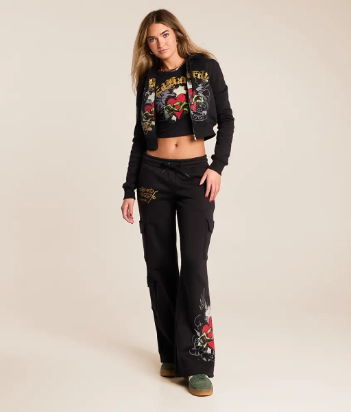 Small Black Sacred Heart Cargo Sweatpant