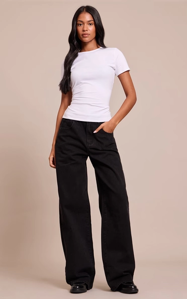 Tall Black Dipped Back Waistband Boyfriend Jeans