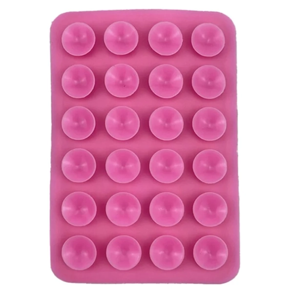 Strong Grip Phone Holder Silicone Suction Cup 40 Grain Square Adhesive Pad Phone Mount - Pink