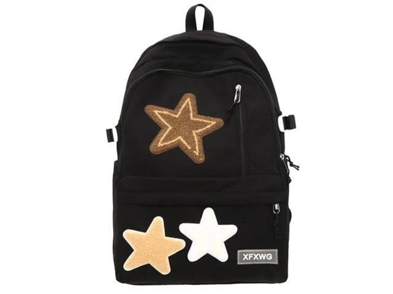 MININAI Y2k Backpack with Kawaii Pendant Aesthetic Star Backpack Cute Preppy Laptop Book Bag Back to College Supplie (Black,One Size)