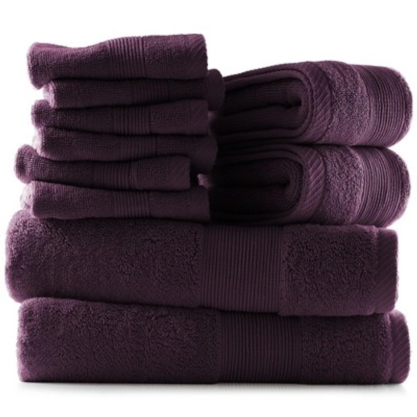 Hearth & Harbor Bath Towels, 10 Piece Highly Absorbent Towel Set - Purple