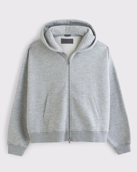 Essential Cropped Full-Zip Hoodie