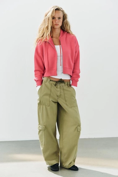 SWEAT À CAPUCHE ZIPPÉ - Rose foncé - S