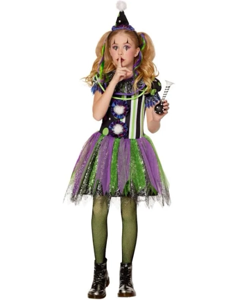 Spirit Halloween Kid's Glow in The Dark Neon Clown Costume