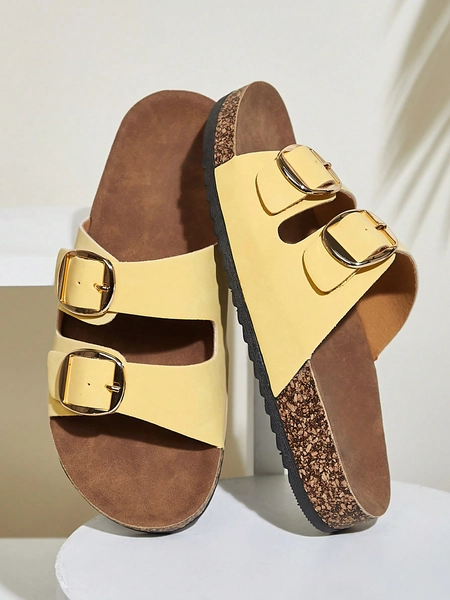 Solezae Women's Comfortable, Essential Twin Buckle Cork Footbed Sandals Spring Shoes Spring Break Easter Vacation Shoes Casual Shoes Beach Shoes Mother's Day Present For Christmas Valentine's Day