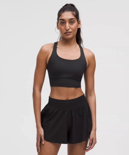 lululemon Energy Longline Bra Medium Support, B-D Cups *Evolve - Black - XXS