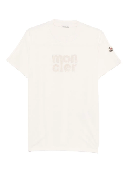 Moncler logo-embroidered T-shirt | Neutrals | FARFETCH