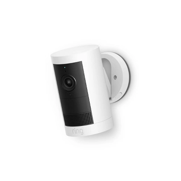 Ring Outdoor Cam Plus Battery 2K Video with Low-Light Vision and Flexible Mounting - White: Motion Activated, 2-Way Talk