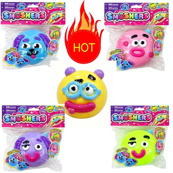 Smushers Squishy Dog Face Toys - Curiosities Smushers Dog Face Swap Squeeze Smush