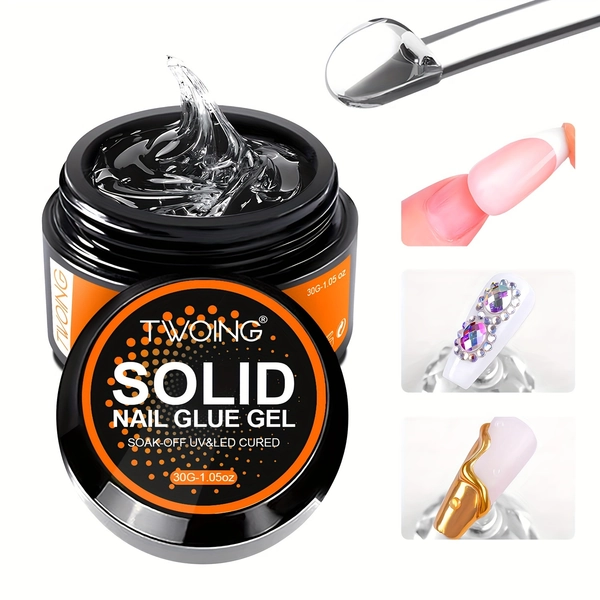 [Strong | Long-Lasting] 30g Strong Solid Nail Glue Gel | Long-Lasting Hold for Press-On Nails, False Tips & Rhinestones | Salon or Home Use Cured Nail Art Gel