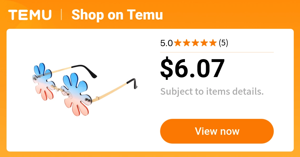 mens trendy floral shaped glasses unique frameless orange - Temu