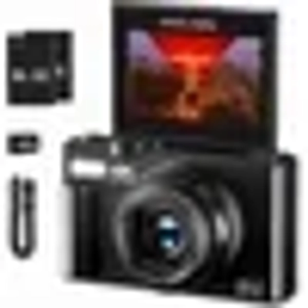 4K Digital Camera for Photography, 64MP Vlogging Camera for YouTube with 3" 180 ° Flip Screen, 18X Digital Zoom Point and Shoot Camara with 32GB Micro SD Card for Beginner (Black)
