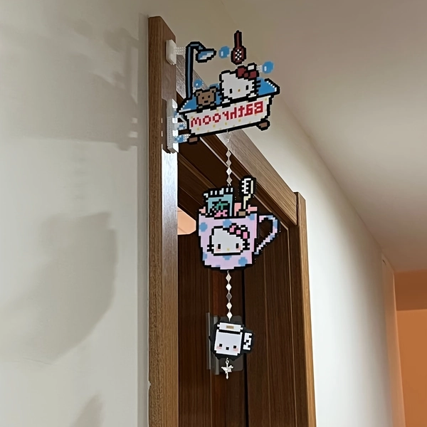 1pc Hello Kitty Sanrio Pixel Kitty Acrylic Door Hanging Ornament, Collectible Ins-Style Gift for Friends | Suitable for Birthdays, Parties, Halloween, Christmas, Easter, Valentine'S Day, And Creative Gift Giving | Random Style
