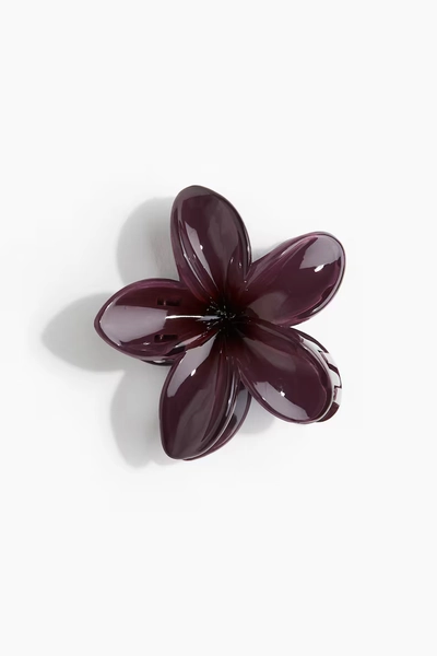 Flower-Shaped Hair Claw - Dark purple
