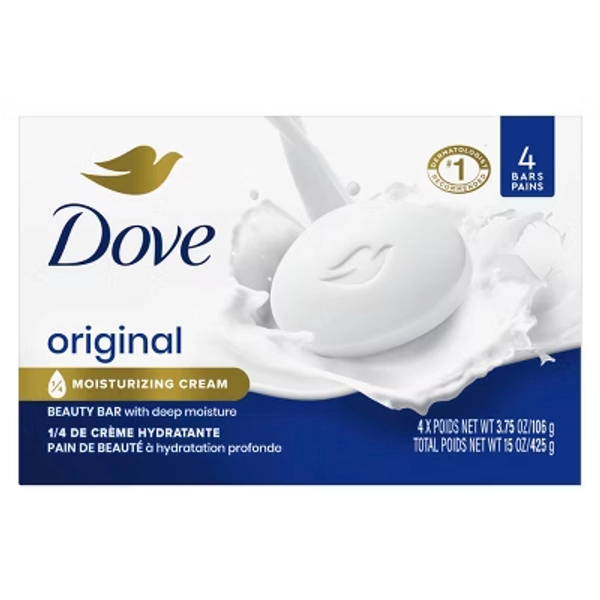 Dove Beauty White Deep Moisture Beauty Bar Soap - 4pk - 3.75oz Each: Paraben-Free, Sulfate-Free, Normal to Dry Skin