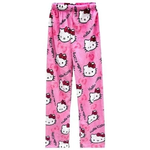 Hello Cat Hello kitty Pajama Pants for Women Cute Pjs Cartoon Cat PJ Pants Christmas Pants Fluffy Flannel Sleep Bottoms-XX-Large, Women's, Size: 2XL,