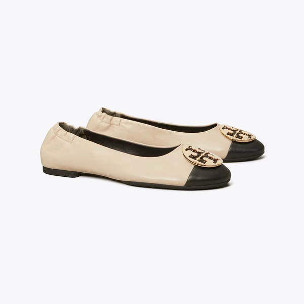 Claire Cap-Toe Ballet in beige, size 6