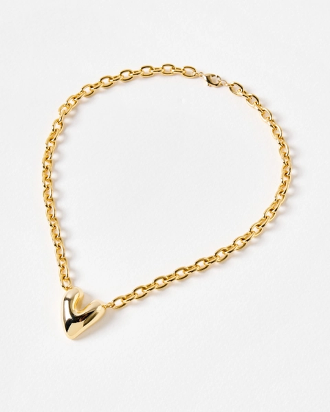 Kacey Gold Puffy Heart Necklace