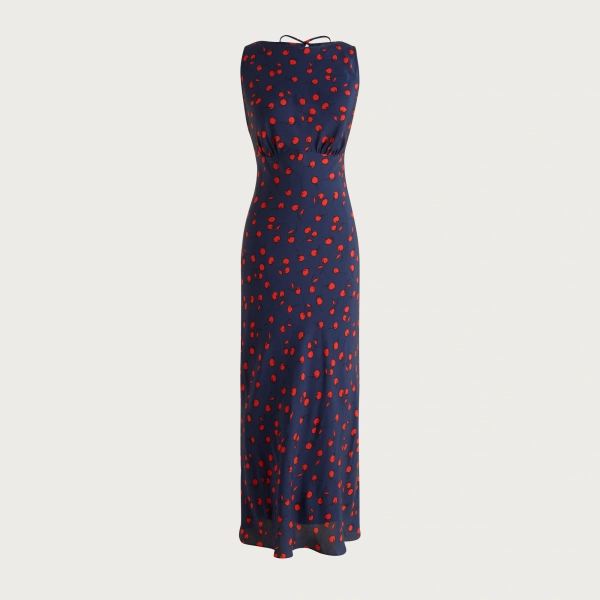 Bias-cut slip dress in cherry print