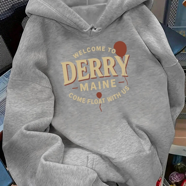 Welcome to Derry, Maine Printed Hoodie, Casual Pullover, Swear, 2025 Fall Fashion, Winter Clothing