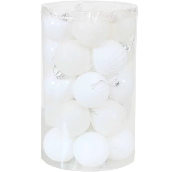 Sunnydaze Silver Beautiful Baubles Plastic Ornament Set