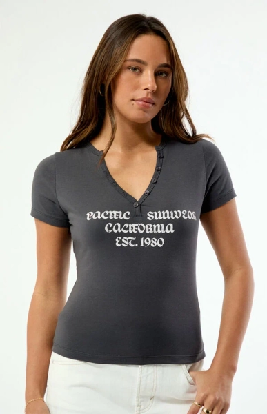 Pacific Sunwear Henley Short Sleeve T-Shirt