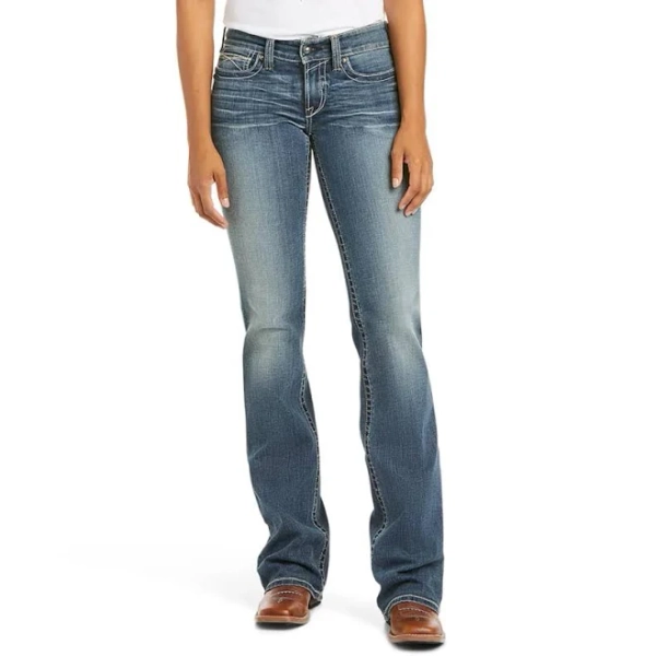 Ariat Women's R.E.A.L. Mid Rise Whipstitch Boot Cut Jeans